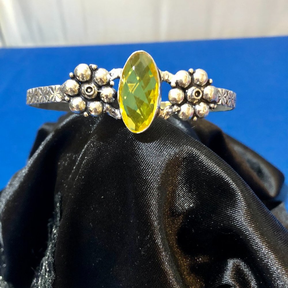 Handmade Citrine 925 Stamped Sterling Silver Plated Gemstone Bracelet